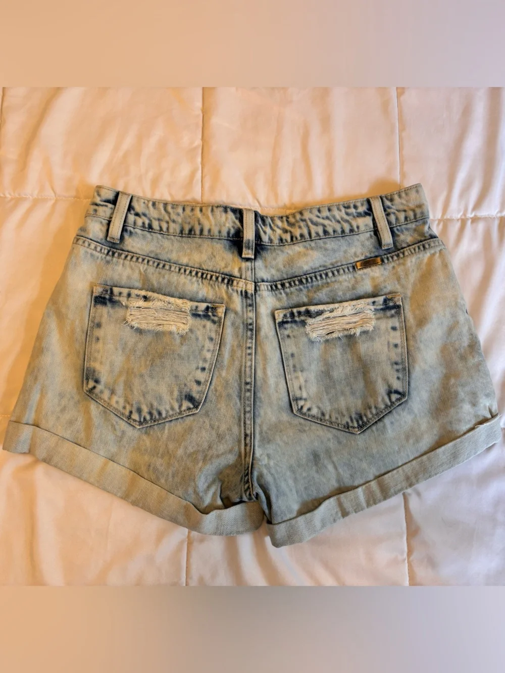KanCan Distressed Light Blue Denim Cutoff Shorts